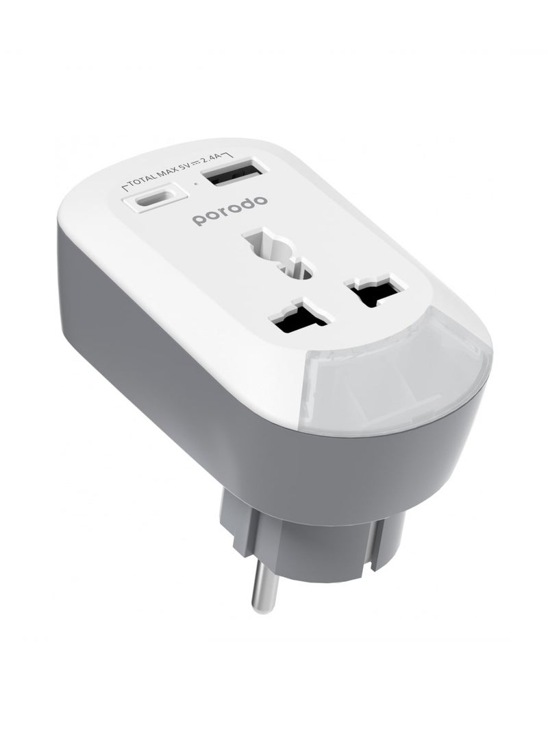 3in1 Multi-type Socket with AC USB-A Type C EU - White