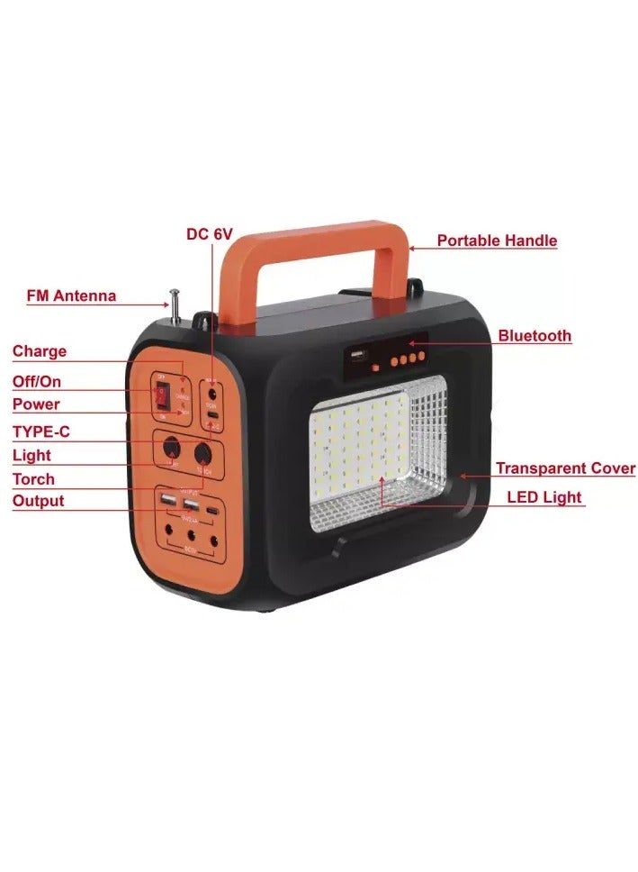 Solar Power Lighting System With Battery And Solar Panel Bulbs