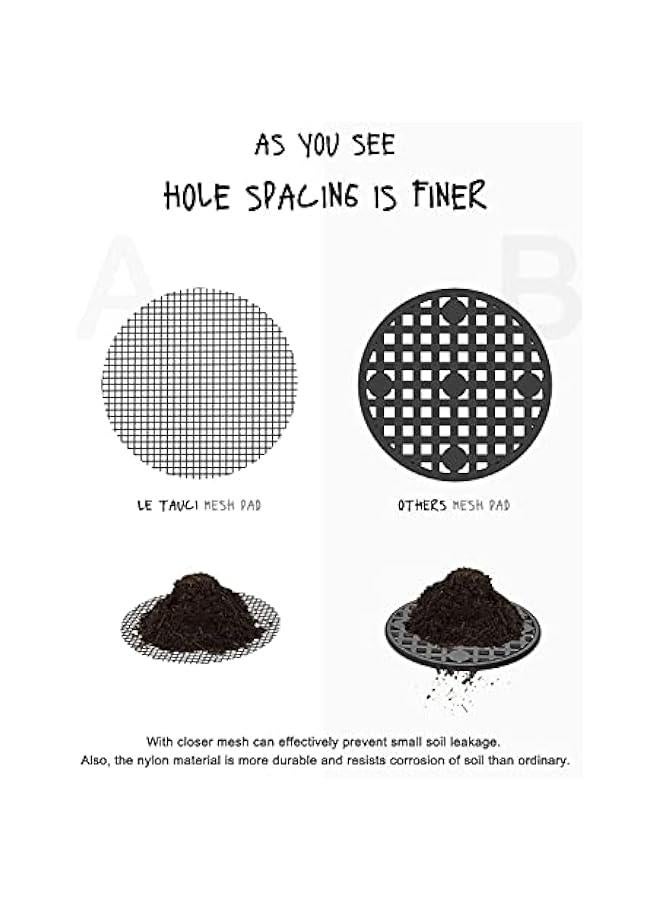 Flower Pot Hole Mesh Pad, 4 Rounds Drainage Hole, Prevent Soil Loss and Anti-Slip, Bonsai Bottom Grid Mat, Gardening Gifts for Women, 50 Pack