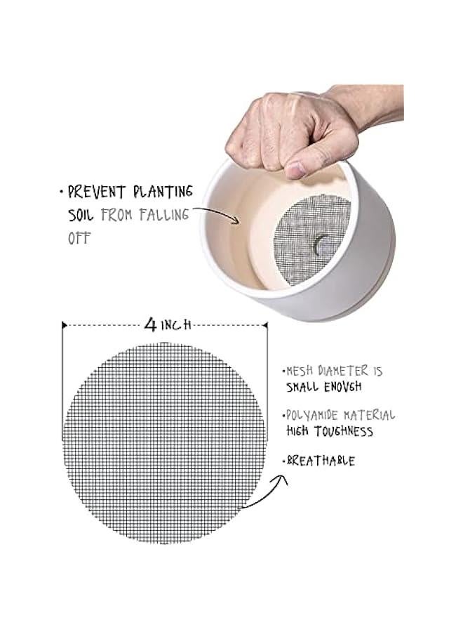 Flower Pot Hole Mesh Pad, 4 Rounds Drainage Hole, Prevent Soil Loss and Anti-Slip, Bonsai Bottom Grid Mat, Gardening Gifts for Women, 50 Pack