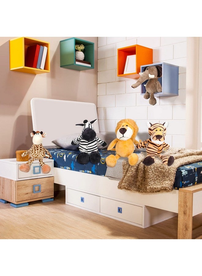 5 Pieces Safari Stuffed Animals Toy Set Includes Lions Tigers Elephants Zebras And Giraffes 11.8 Inch Wild Animals Soft Realistic Jungle Animals Toys For Boys, Girls, Adults