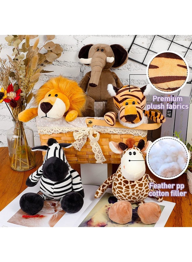 5 Pieces Safari Stuffed Animals Toy Set Includes Lions Tigers Elephants Zebras And Giraffes 11.8 Inch Wild Animals Soft Realistic Jungle Animals Toys For Boys, Girls, Adults