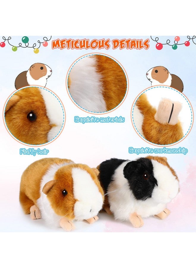 2 Pieces 8 Inch Cute Guinea Pig Plush Toys Stuffed Realistic Stuffed Animals Soft Guinea Pig Doll Toys Decor For Boys Girl Themed Party Supplies (Black, Yellow)