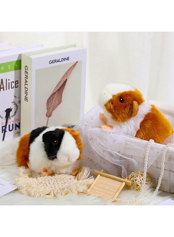 2 Pieces 8 Inch Cute Guinea Pig Plush Toys Stuffed Realistic Stuffed Animals Soft Guinea Pig Doll Toys Decor For Boys Girl Themed Party Supplies (Black, Yellow)