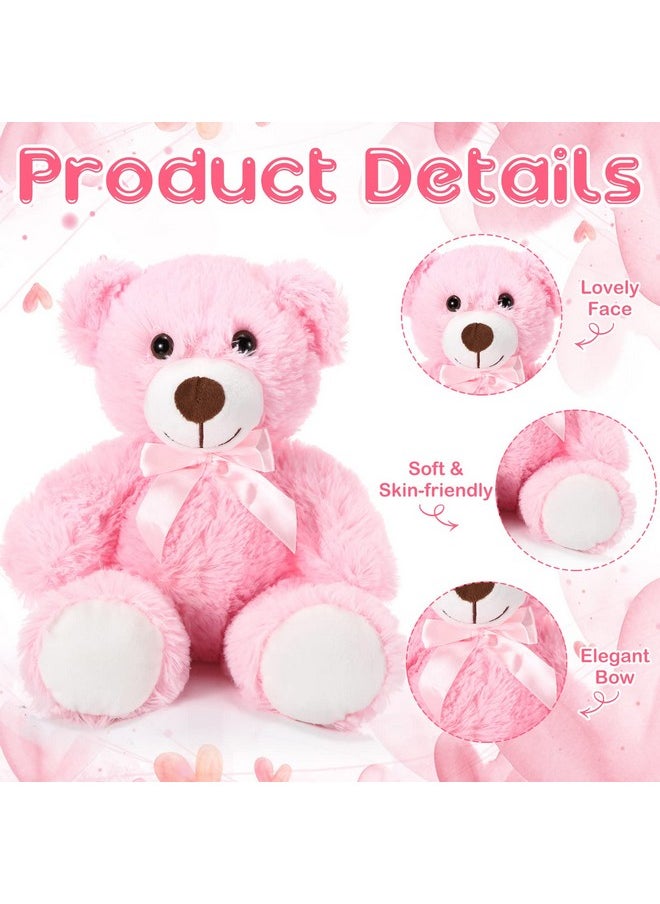 6 Pieces Christmas Bear Stuffed Animal Plush Xmas Baby Shower Bear Toys Soft Cute Bear Dolls Santa Sleeping And Playing Toys Decorations(Pink)