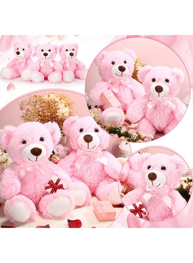 6 Pieces Christmas Bear Stuffed Animal Plush Xmas Baby Shower Bear Toys Soft Cute Bear Dolls Santa Sleeping And Playing Toys Decorations(Pink)