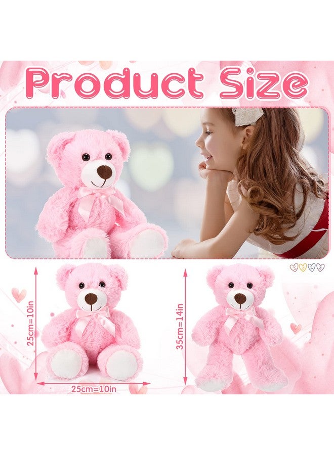 6 Pieces Christmas Bear Stuffed Animal Plush Xmas Baby Shower Bear Toys Soft Cute Bear Dolls Santa Sleeping And Playing Toys Decorations(Pink)