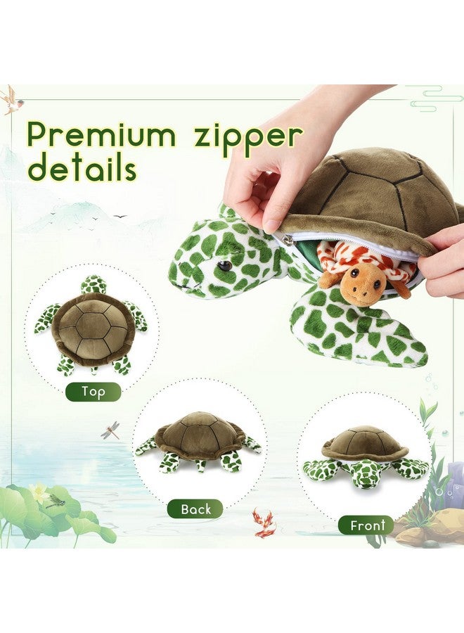 5 Pieces Plush Turtle Set 12 Inch Stuffed Sea Turtle Mom With 4 Little Plush Turtles Soft Plush Stuffed Animal Toys Tortoise Hugging For Birthday Party Favors Easter, Christmas (Vivid Style)