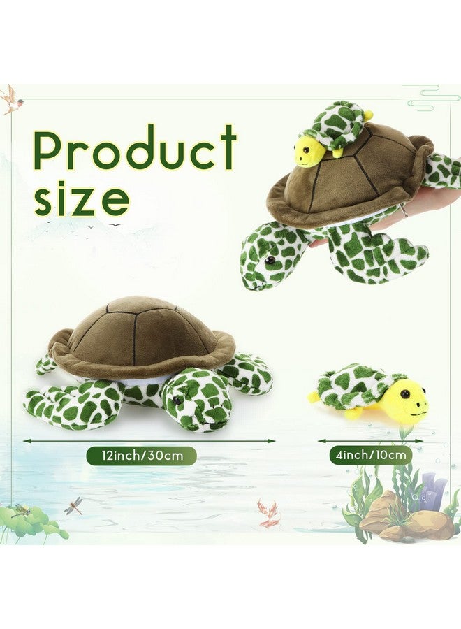 5 Pieces Plush Turtle Set 12 Inch Stuffed Sea Turtle Mom With 4 Little Plush Turtles Soft Plush Stuffed Animal Toys Tortoise Hugging For Birthday Party Favors Easter, Christmas (Vivid Style)