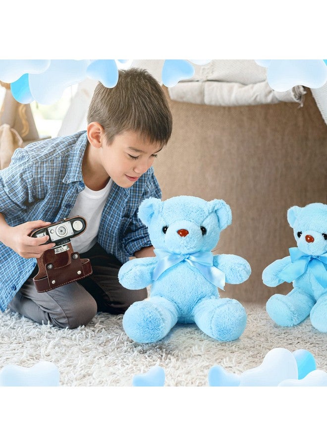 6 Pieces Bear Bulk Stuffed Animal Baby Shower Bear Plush Toys Soft Cute Bear Easter Graduation Gifts Sleeping And Playing Decorations (Blue)