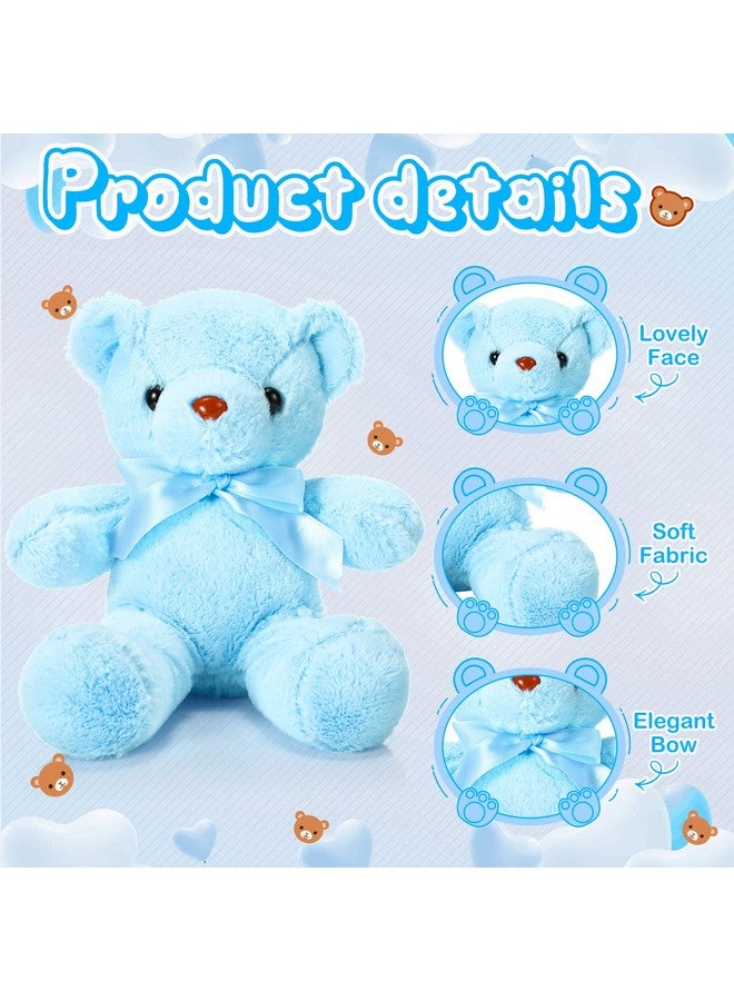 6 Pieces Bear Bulk Stuffed Animal Baby Shower Bear Plush Toys Soft Cute Bear Easter Graduation Gifts Sleeping And Playing Decorations (Blue)