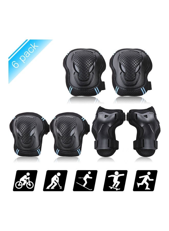 Knee Pads Set 6 Protector Kit Knee Pads Elbow Pads Wrist Guards Protective Equipment Set Safety Protection Pads for Skateboard Cycling Riding 30*4*18cm