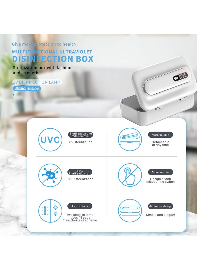 Multifunctional UV Sterilizer Box with Ozone, Wireless Charging, and Sterilization Light for Phones, Cosmetics, Nail Tools, Underwear, and Masks (White)