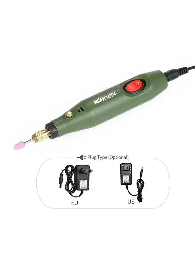 12V Multi-functional Mini Electric Grinder Set Electric Drill  Rotary Tool Kit for Milling Polishing Engraving Green 0.233kg