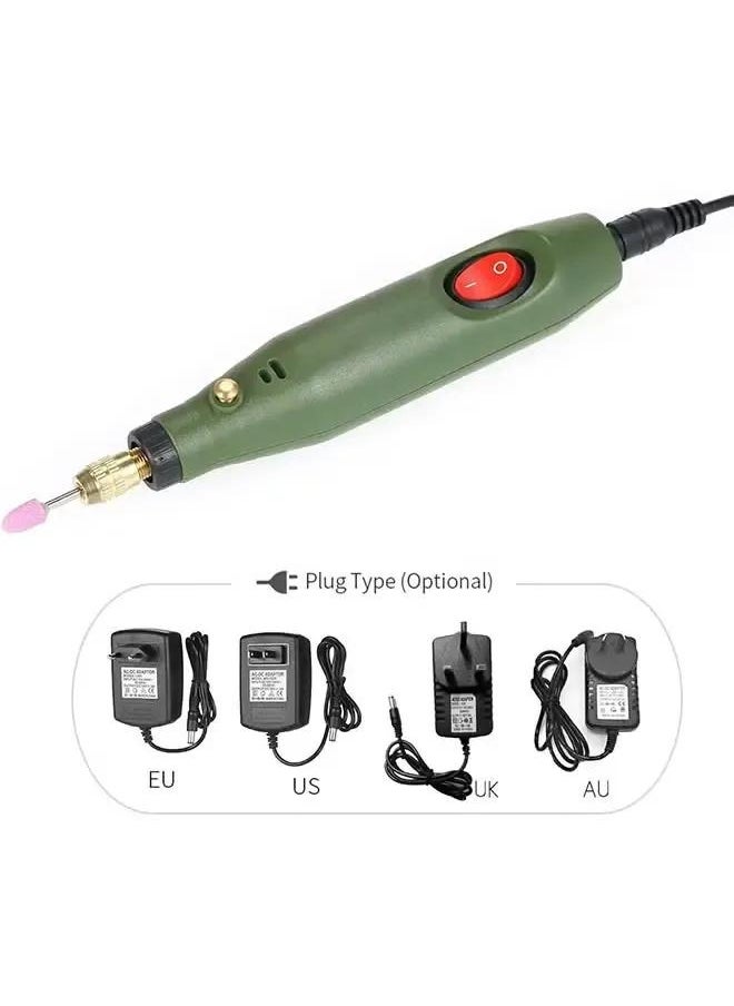 12V Multi-functional Mini Electric Grinder Set Electric Drill  Rotary Tool Kit for Milling Polishing Engraving Green 0.233kg