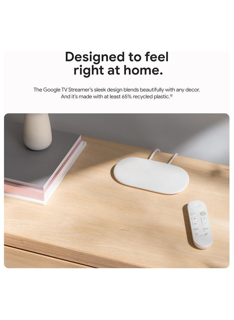 Google TV Streamer 4K - Fast Streaming Entertainment on Your TV with Voice Search Remote