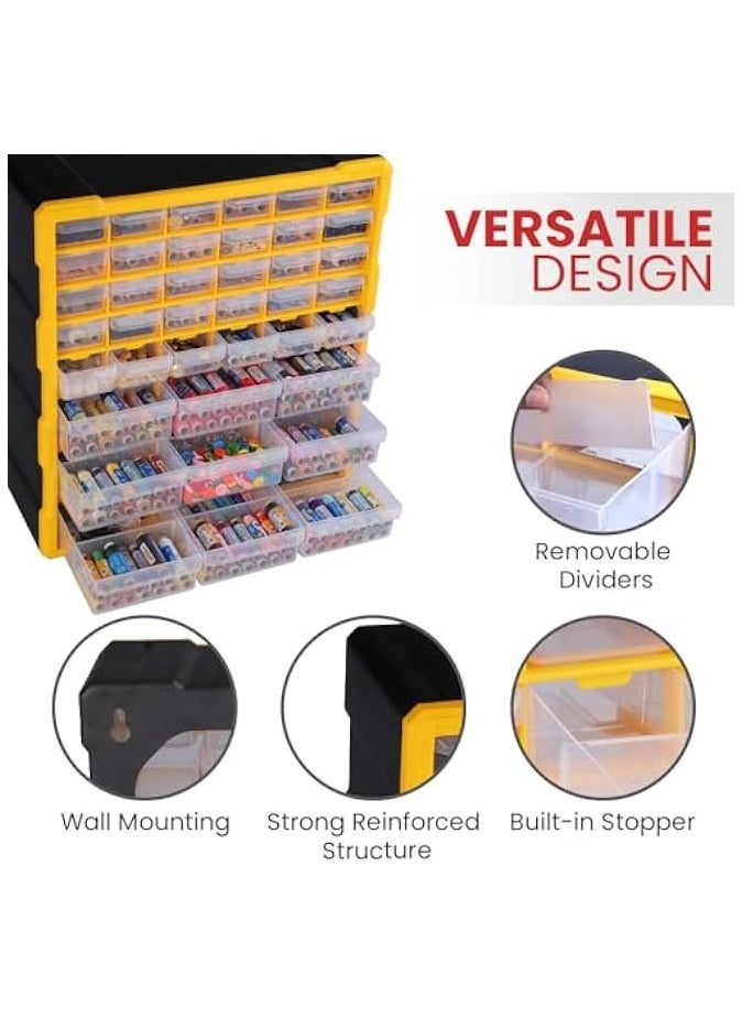 Plastics Component Organizer | Small Part Organiser | Jewellry Storage, Pharmacy Storage, Medicine Storage, Nuts, Screws and Bolts Storage | Multiple Drawers - 39 Drawers with Dividers