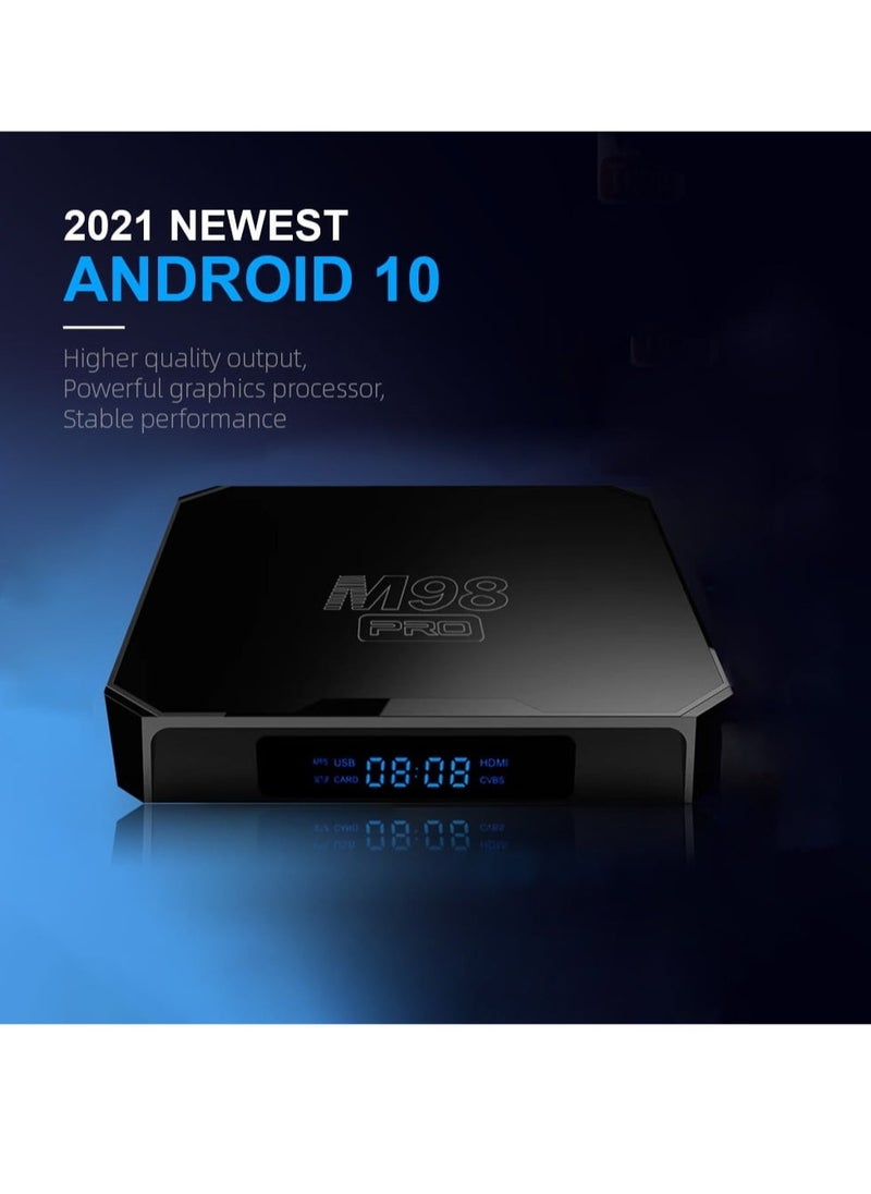 New M98 PRO Android TV Box, Android 10 Support 4K HDR Smart Streaming Media Player(16GB)