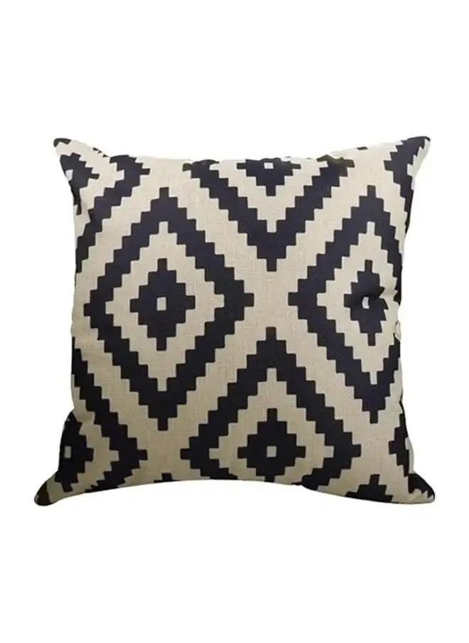 4-Piece Decorative Geometric Design Sofa Pillow Set ‎ flax 45x 45 cm Black/Beige