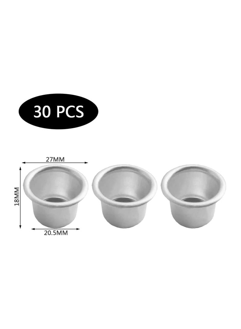 Quantity: This set includes 30 metal candle cups, providing ample supplies for various DIY projects or decorative purposes.