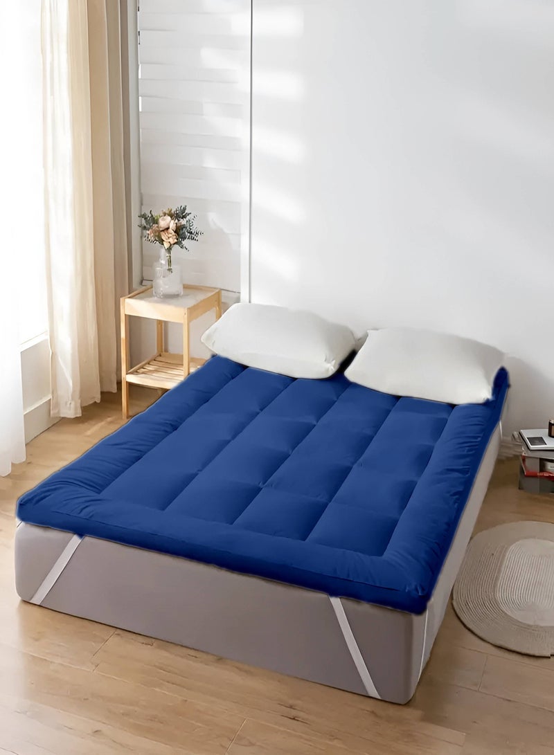 Mattress Topper 10CM Thickness Quilted Microfiber 900gsm, King/Queen/Double/Single Sizes, Color Blue