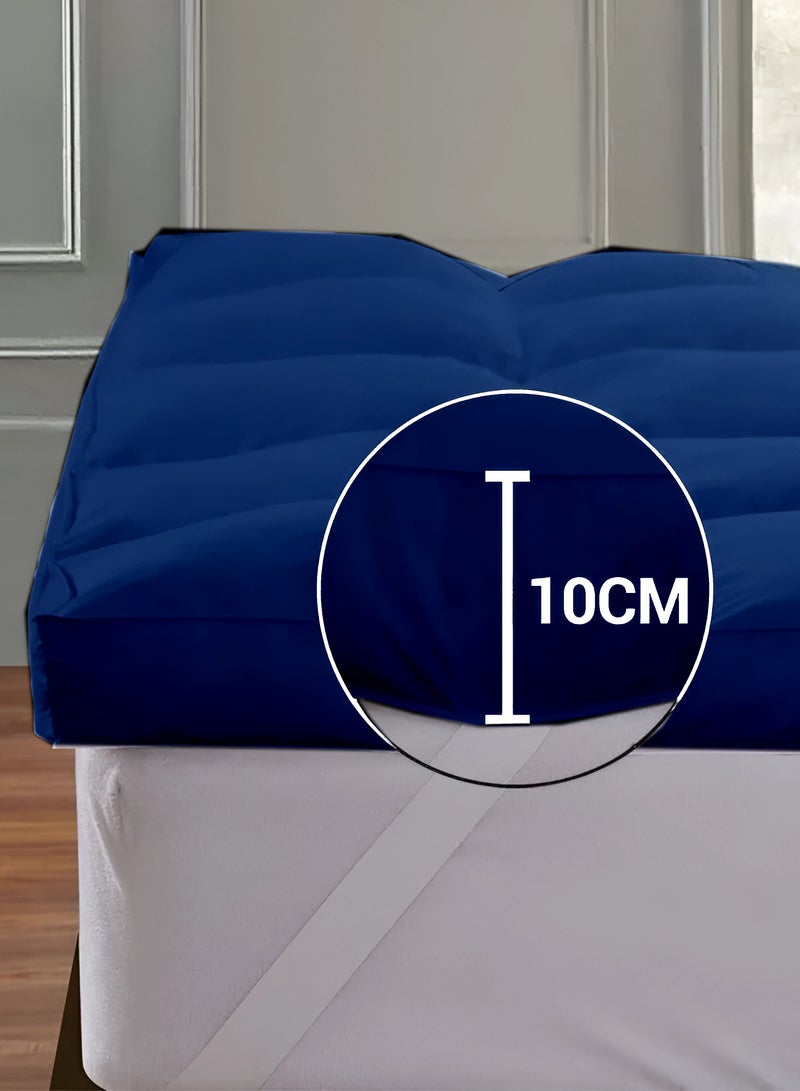 Mattress Topper 10CM Thickness Quilted Microfiber 900gsm, King/Queen/Double/Single Sizes, Color Blue