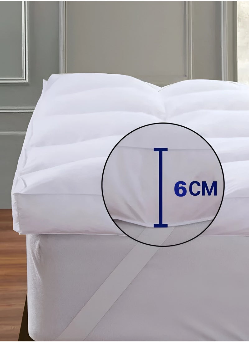 Mattress Topper 6CM Thickness  Quilted Microfiber 600gsm, King/Queen/Double/Single Sizes, Color White