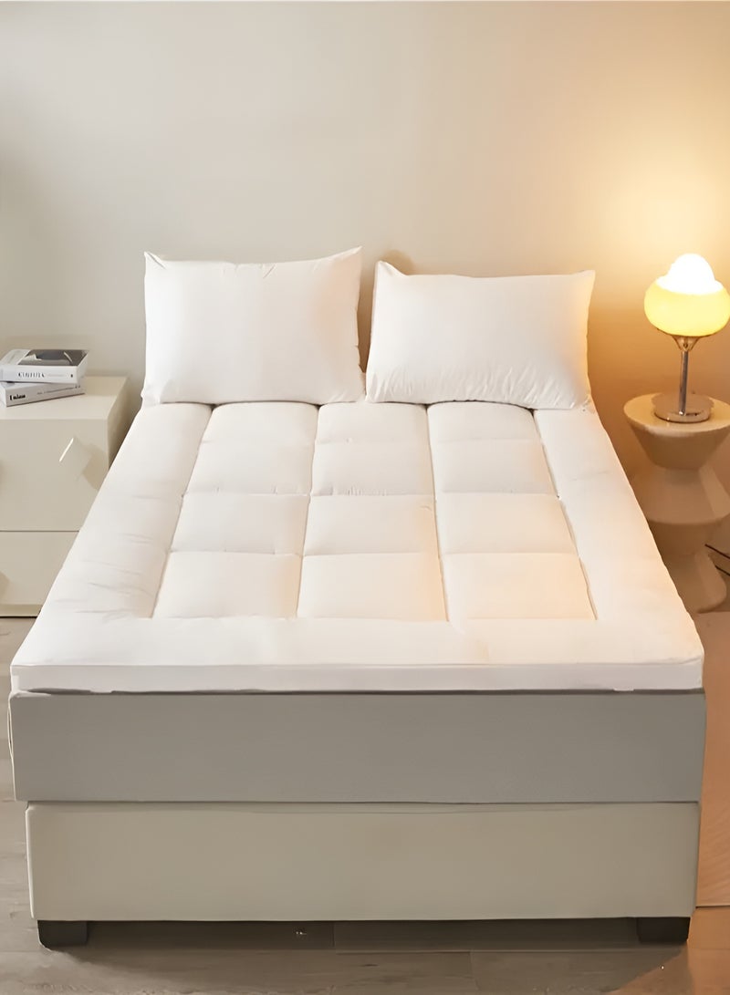 Mattress Topper 6CM Thickness  Quilted Microfiber 600gsm, King/Queen/Double/Single Sizes, Color White