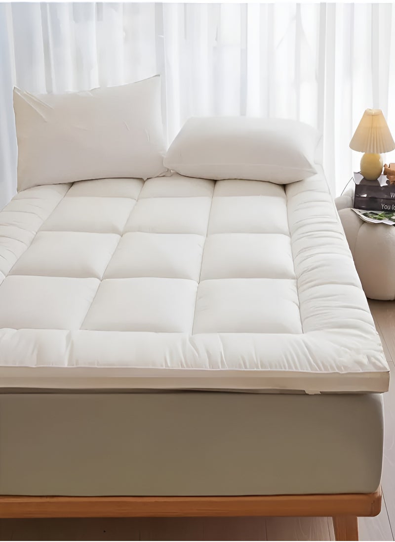 Mattress Topper 6CM Thickness  Quilted Microfiber 600gsm, King/Queen/Double/Single Sizes, Color White