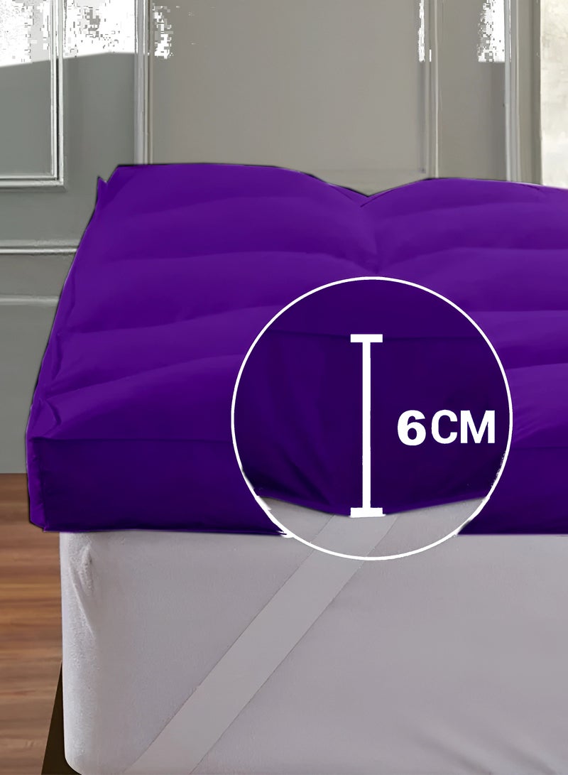 Mattress Topper 6CM Thickness  Quilted Microfiber 600gsm, King/Queen/Double/Single Sizes, Color Purple