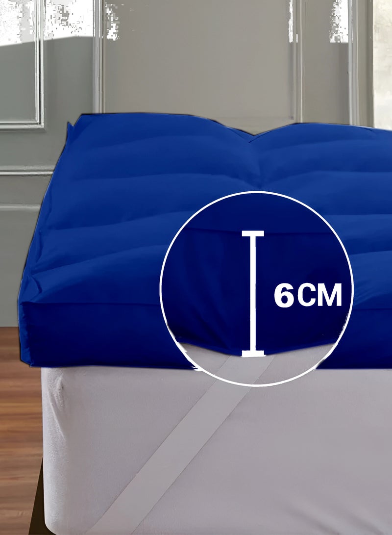 Mattress Topper 6CM Thickness  Quilted Microfiber 600gsm, King/Queen/Double/Single Sizes, Color Blue