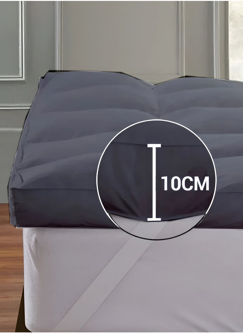 Mattress Topper 10CM Thickness Quilted Microfiber 900gsm, King/Queen/Double/Single Sizes, Color Grey