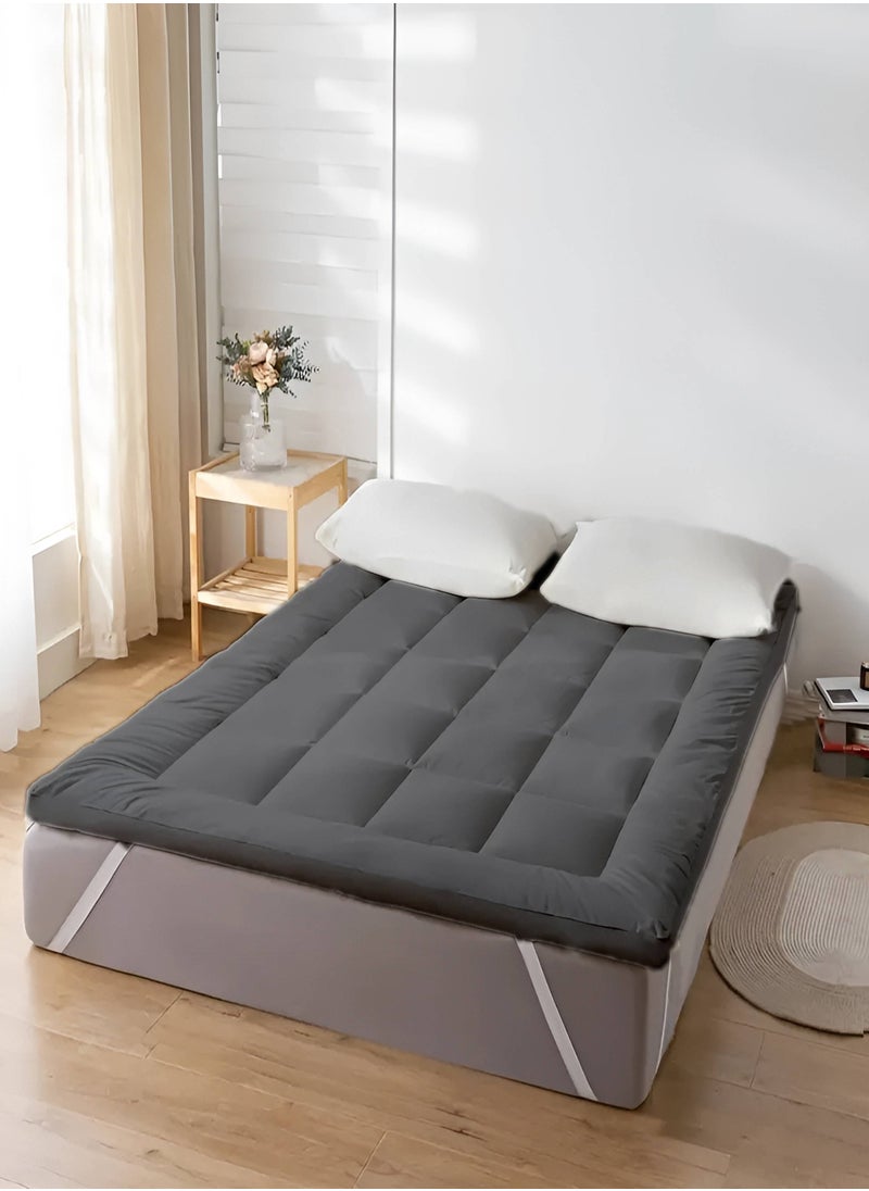 Mattress Topper 10CM Thickness Quilted Microfiber 900gsm, King/Queen/Double/Single Sizes, Color Grey