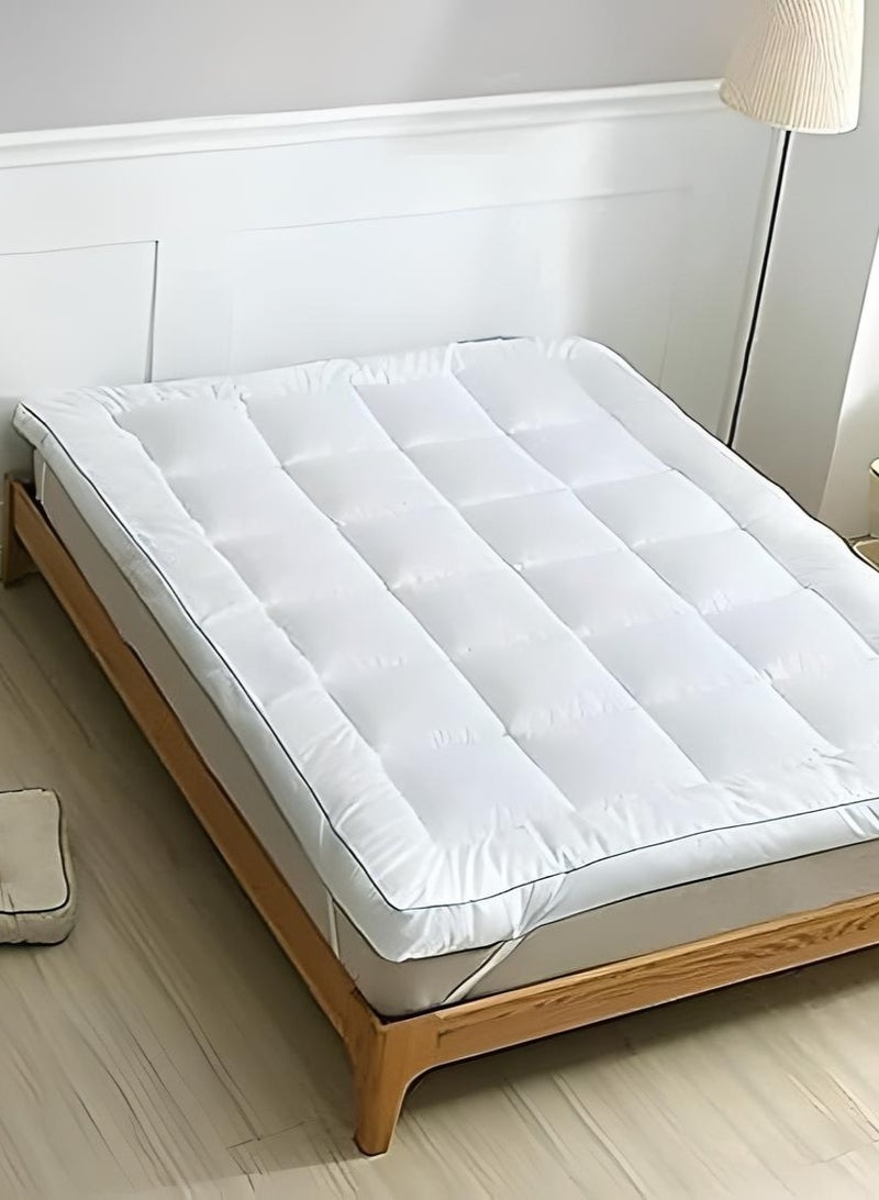 Mattress Topper 10CM Thickness Quilted Microfiber 900gsm, King/Queen/Double/Single Sizes, Color White