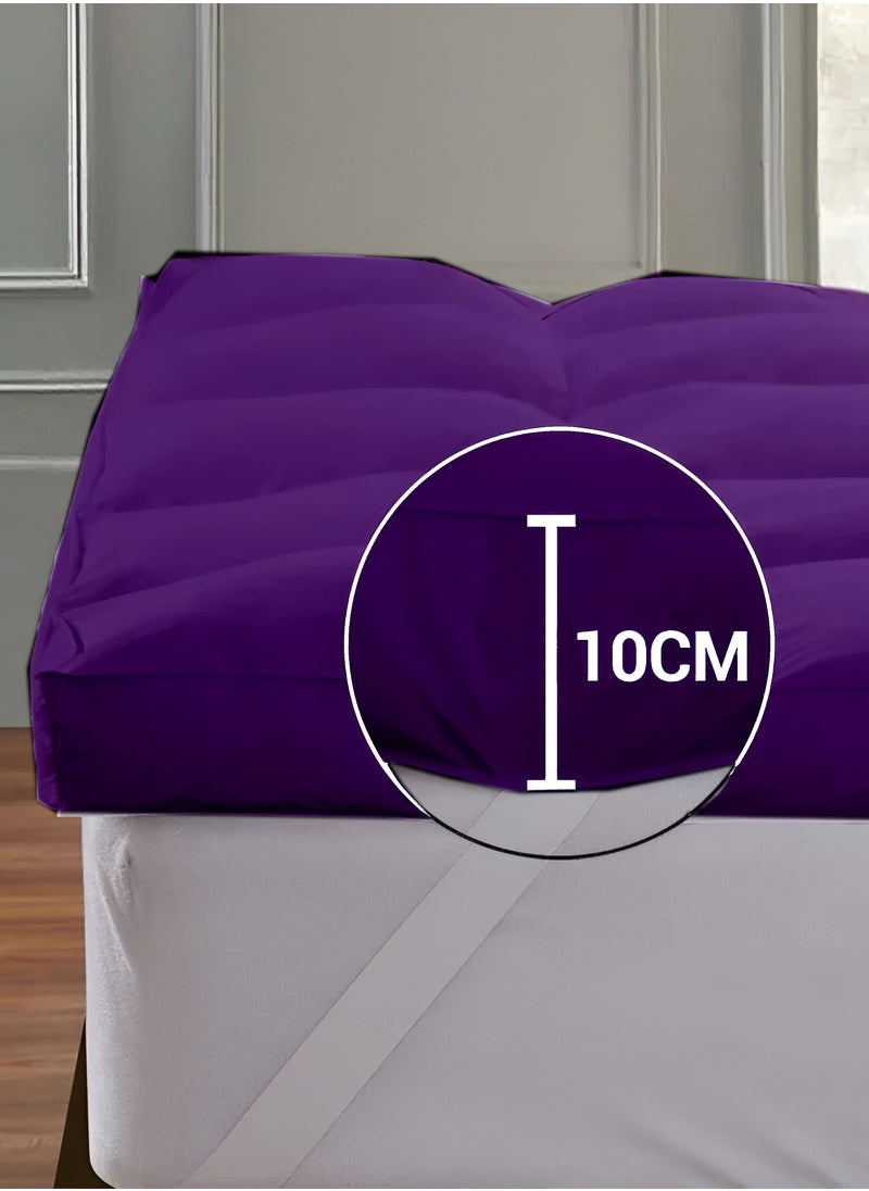 Mattress Topper 10CM Thickness Quilted Microfiber 900gsm, King/Queen/Double/Single Sizes, Color Purple