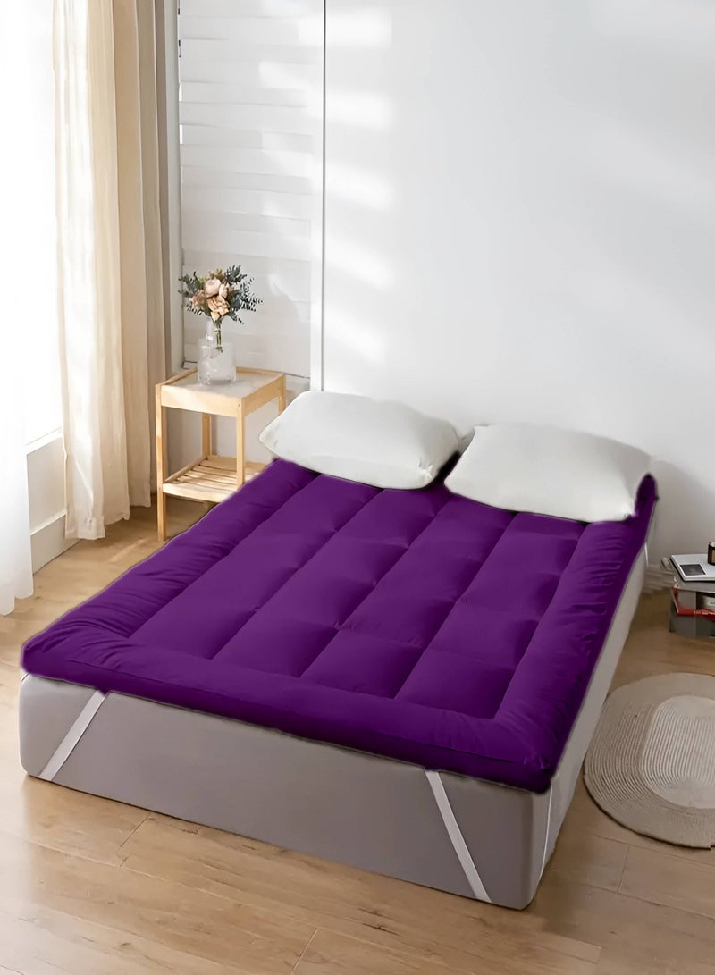 Mattress Topper 10CM Thickness Quilted Microfiber 900gsm, King/Queen/Double/Single Sizes, Color Purple