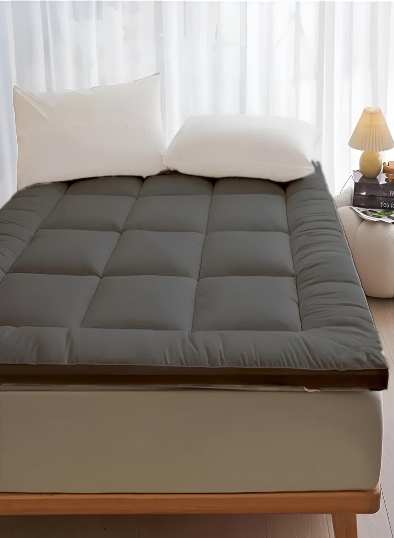 Mattress Topper 6CM Thickness  Quilted Microfiber 600gsm, King/Queen/Double/Single Sizes, Color Grey