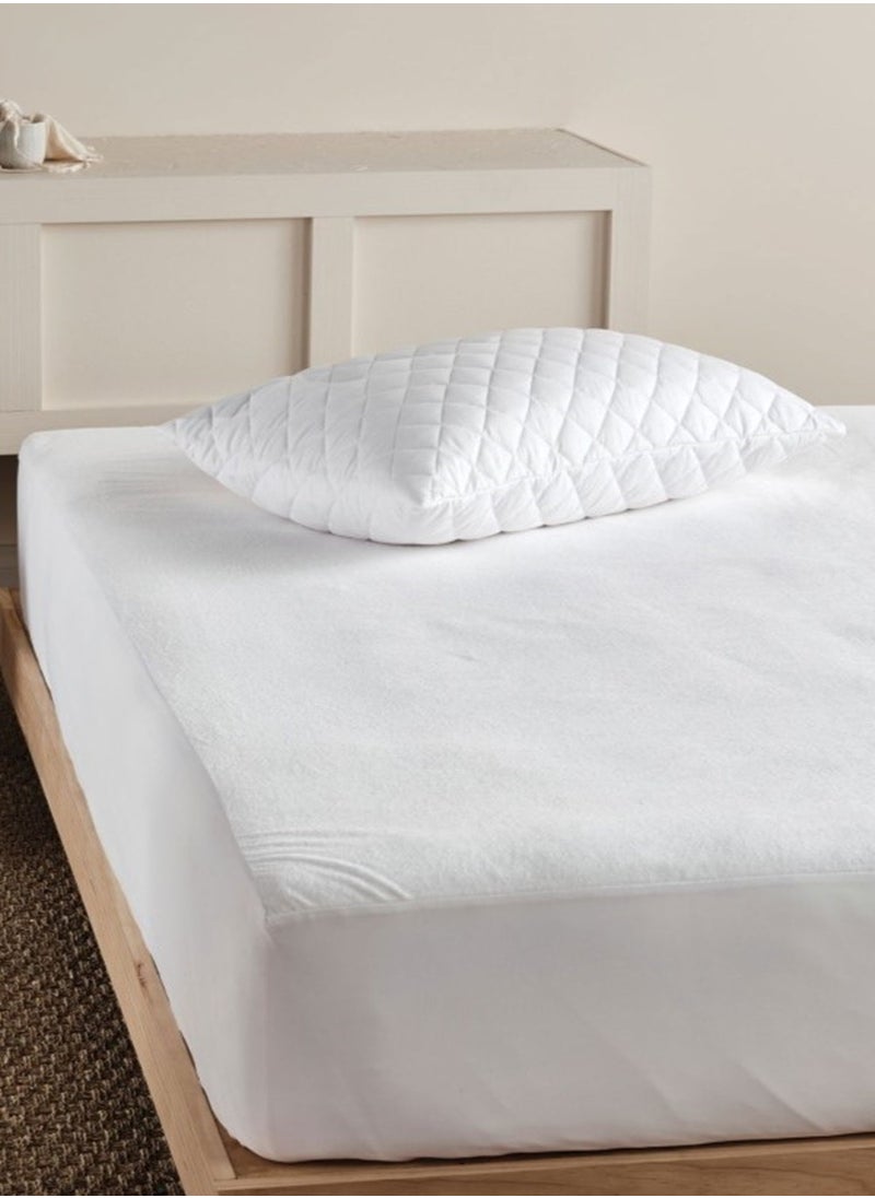 Mattress Protector Cotton Terry Towel Fabric 100%Waterproof , King/Queen/Double/Single Sizes, Color White