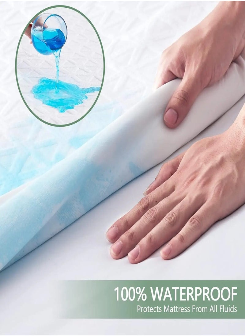 Mattress Protector Cotton Soft Quilted, 100%Waterproof, King/Queen/Double/Single Sizes, Color White