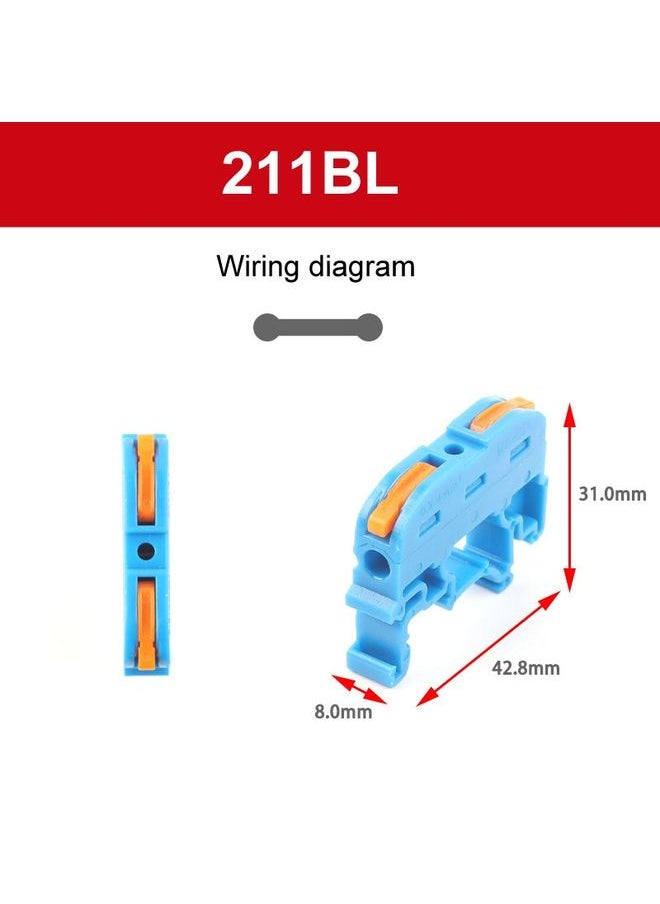 10pcs Guide Rail Type Replacement UK Quick Terminal Block 1 Input 1 Output(Blue)