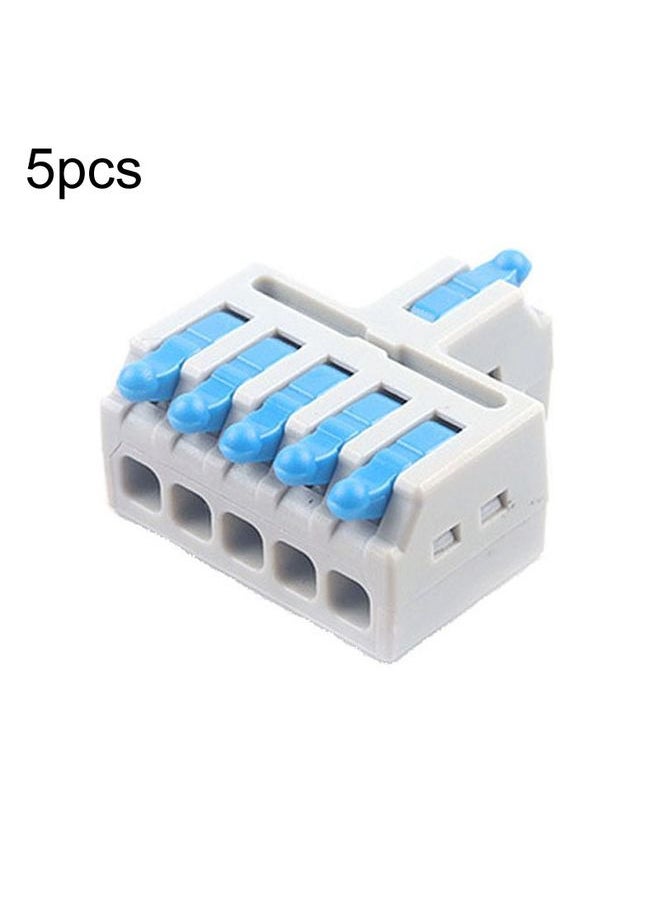 5pcs D1-5 Push Type Mini Wire Connection Splitter Quick Connect Terminal Block(Blue)