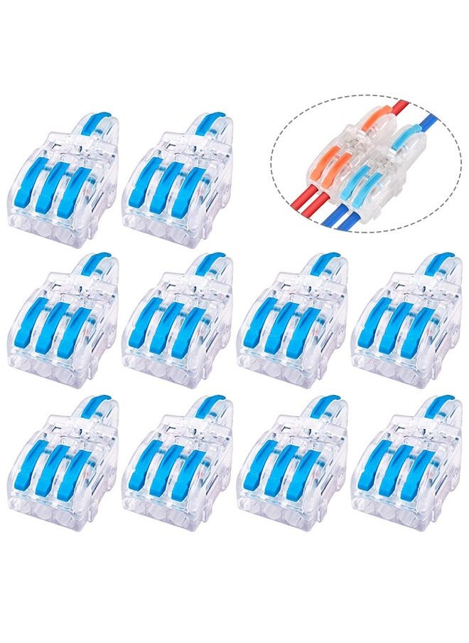 10 PCS Multi-Function Branch Wire Butt Copper Wire Quick Connection Terminal, Model: F13 Blue Handle One in Three Out