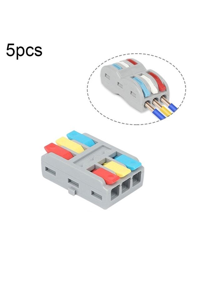 5pcs LT-3 3 In 3 Out Colorful Quick Line Terminal Multi-Function Dismantling Wire Connection Terminal