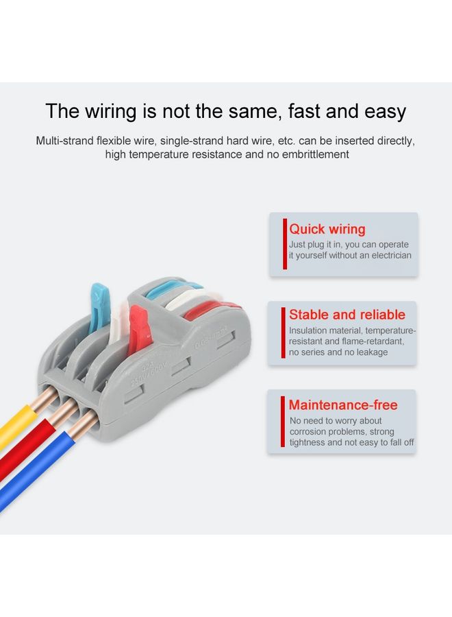 5pcs LT-3 3 In 3 Out Colorful Quick Line Terminal Multi-Function Dismantling Wire Connection Terminal