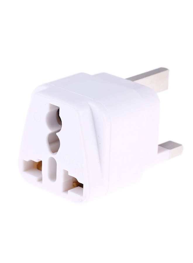 Portable Universal Socket to UK Plug Power Adapter Travel Charger with Fuse(White)