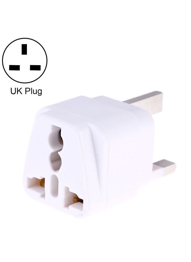 Portable Universal Socket to UK Plug Power Adapter Travel Charger with Fuse(White)