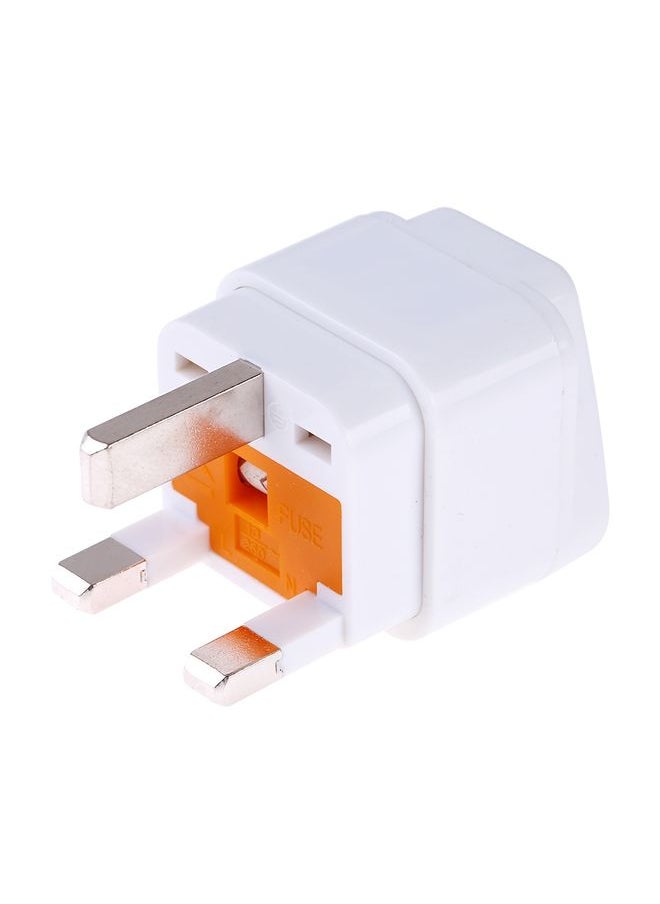 Portable Universal Socket to UK Plug Power Adapter Travel Charger with Fuse(White)