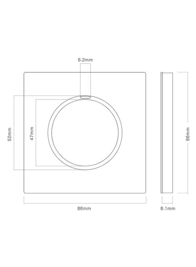 86mm Round LED Tempered Glass Switch Panel, Gray Round Glass, Style:Blank Panel