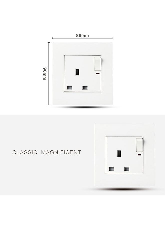 86 Type PC 13A Three Hole Power Socket with Light Switch, UK Plug