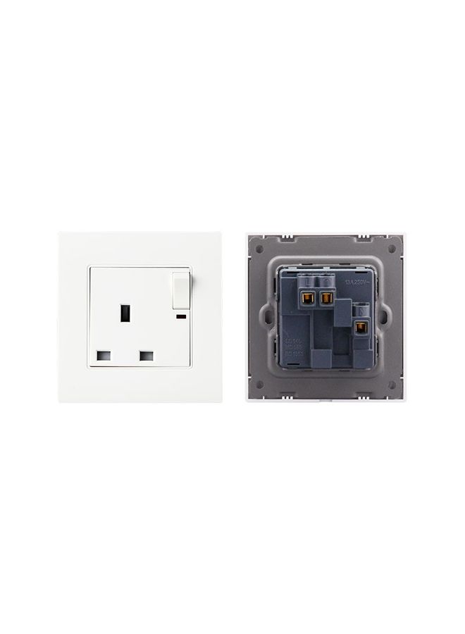 86 Type PC 13A Three Hole Power Socket with Light Switch, UK Plug